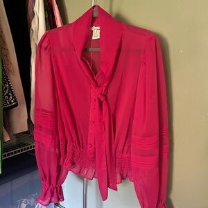 Flying Tomato Vibrant Pink Sheer Blouse